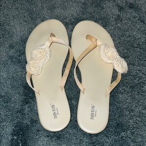 David's Bridal Cream Floral Sandals